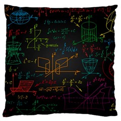 Mathematical-colorful-formulas-drawn-by-hand-black-chalkboard Large Premium Plush Fleece Cushion Case (two Sides) by Simbadda