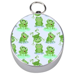 Cute-green-frogs-seamless-pattern Silver Compasses by Simbadda