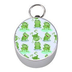 Cute-green-frogs-seamless-pattern Mini Silver Compasses by Simbadda