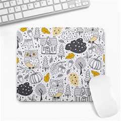 Doodle-seamless-pattern-with-autumn-elements Large Mousepad by Simbadda