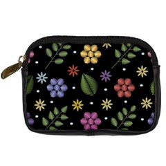 Embroidery-seamless-pattern-with-flowers Digital Camera Leather Case by Simbadda