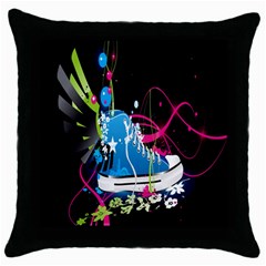 Sneakers Shoes Patterns Bright Throw Pillow Case (black) by Proyonanggan