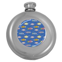 Sea Fish Blue Submarine Animal Round Hip Flask (5 Oz) by Proyonanggan