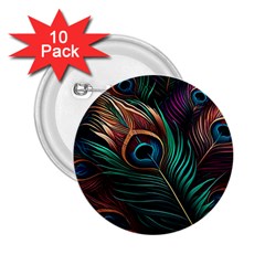 Peacock Feathers Nature Feather Pattern 2 25  Buttons (10 Pack)  by pakminggu