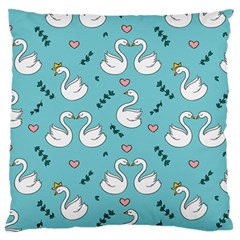 Elegant Swan Pattern Design Large Premium Plush Fleece Cushion Case (one Side) by Bangk1t