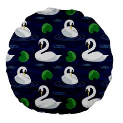 Swan Pattern Elegant Design Large 18  Premium Round Cushions by Bangk1t