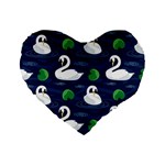 Swan Pattern Elegant Design Standard 16  Premium Flano Heart Shape Cushions Front