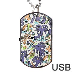 Purple Orange Green Blue Cartoon Dog Tag Usb Flash (one Side) by Bangk1t