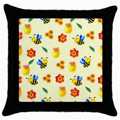 Seamless Background Honey Bee Wallpaper Texture Throw Pillow Case (black) by Bangk1t