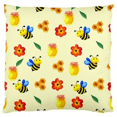 Seamless Background Honey Bee Wallpaper Texture Standard Premium Plush Fleece Cushion Case (one Side) by Bangk1t