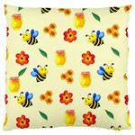 Seamless Background Honey Bee Wallpaper Texture Large Premium Plush Fleece Cushion Case (Two Sides) Back