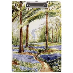 Trees Park Watercolor Lavender Flowers Foliage A4 Acrylic Clipboard by Bangk1t