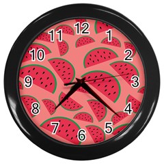 Watermelon Red Food Fruit Healthy Summer Fresh Wall Clock (black) by pakminggu