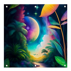 Jungle Moon Light Plants Space Banner And Sign 4  X 4  by Ravend