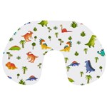 Vector Baby Dino Seamless Pattern Travel Neck Pillow Back