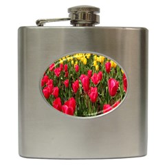 Yellow Pink Red Flowers Hip Flask (6 Oz) by artworkshop