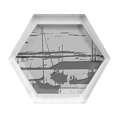 Twilight Over Ushuaia Port Hexagon Wood Jewelry Box by dflcprintsclothing