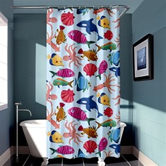 Sea Creature Themed Artwork Underwater Background Pictures Shower Curtain 36  X 72  (stall)  by Grandong