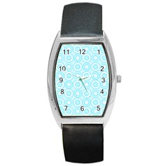 Mazipoodles Baby Blue Check Donuts Barrel Style Metal Watch by Mazipoodles