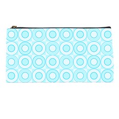 Mazipoodles Baby Blue Check Donuts Pencil Case by Mazipoodles