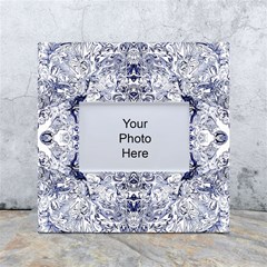 Blue Biro Arabesque White Box Photo Frame 4  X 6  by kaleidomarblingart