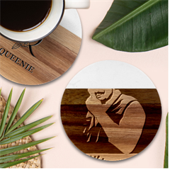 Moosewala Marble Wood Coaster (round) by Mayank