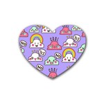 Cloud-seamless-pattern -- Rubber Coaster (Heart) Front