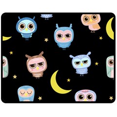 Cute-owl-doodles-with-moon-star-seamless-pattern Two Sides Fleece Blanket (medium) by pakminggu