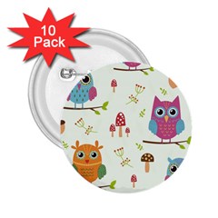 Forest-seamless-pattern-with-cute-owls 2 25  Buttons (10 Pack)  by pakminggu