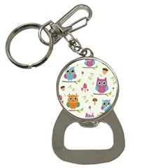 Forest-seamless-pattern-with-cute-owls Bottle Opener Key Chain by pakminggu