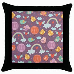 Cute-seamless-pattern-with-doodle-birds-balloons Throw Pillow Case (black) by pakminggu