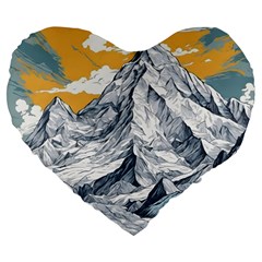 Nature Mountains Landscape Forest Large 19  Premium Flano Heart Shape Cushions by Ravend