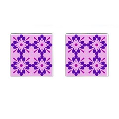 Pink And Purple Flowers Pattern Cufflinks (square) by shoopshirt