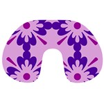 Pink And Purple Flowers Pattern Travel Neck Pillow Back