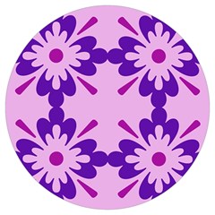 Pink And Purple Flowers Pattern Round Trivet by shoopshirt