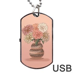 Flowers Vase Rose Plant Vintage Dog Tag Usb Flash (one Side) by uniart180623