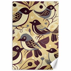 Vintage Birds Pattern Canvas 24  X 36  by Valentinaart