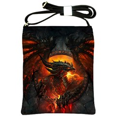 Dragon Art Fire Digital Fantasy Shoulder Sling Bag by Bedest