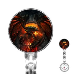 Dragon Art Fire Digital Fantasy Stainless Steel Nurses Watch by Bedest