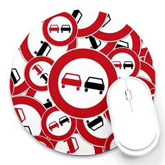 Overtaking-traffic-sign Round Mousepad by Bedest