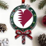 Heart-love-flag-qatar Metal X Mas Lollipop with Crystal Ornament Front