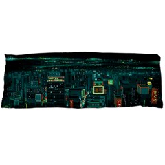 Night Black City Neon Sky Stars Moon Abstract Body Pillow Case Dakimakura (two Sides) by Cowasu