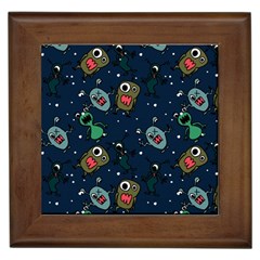 Monster Alien Pattern Seamless Background Framed Tile by pakminggu