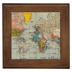 Vintage World Map Framed Tile by pakminggu