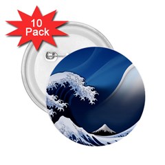 The Great Wave Off Kanagawa 2 25  Buttons (10 Pack)  by pakminggu