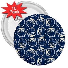 Cute Seamless Owl Background Pattern 3  Buttons (10 Pack)  by Bedest