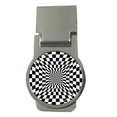 Optical-illusion-chessboard-tunnel Money Clips (round)  by Bedest