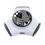 Op-art-black-white-drawing 3-Port USB Hub Front