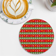 Christmas-papers-red-and-green Uv Print Round Tile Coaster by Bedest