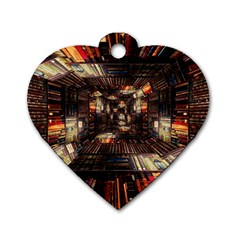 Library-tunnel-books-stacks Dog Tag Heart (two Sides) by Bedest